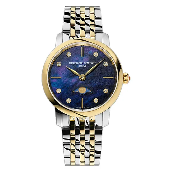 Đồng Hồ Nữ Frederique Constant Classics Slimline Ladies Moonphase FC-206MPND1S3B Màu Bạc Xanh