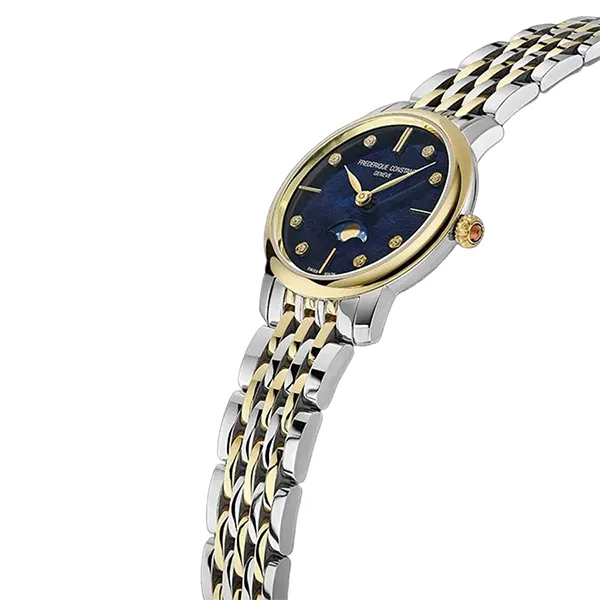 Đồng Hồ Nữ Frederique Constant Classics Slimline Ladies Moonphase FC-206MPND1S3B Màu Bạc Xanh