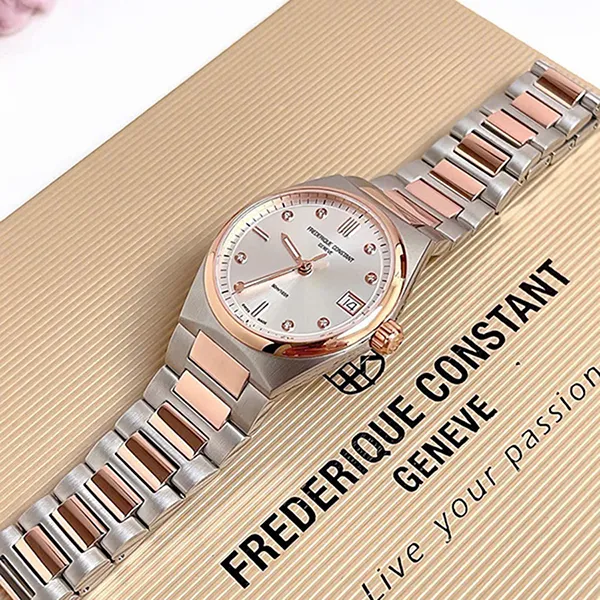 Đồng Hồ Nữ Frederique Constant Highlife Quartz Lady Diamond FC-240VD2NH2B Màu Bạc/ Vàng Hồng (Kèm Dây Da Pink)