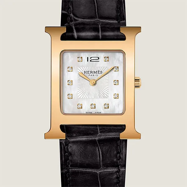 Đồng Hồ Nữ Hermès Herm Heure H W053365WW00 Watch Màu Đen - Vàng
