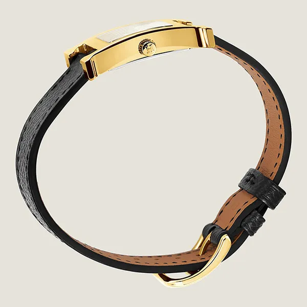 Đồng Hồ Nữ Hermès Heure H W036733WW00 Case 21mm Watch Màu Đen Trắng