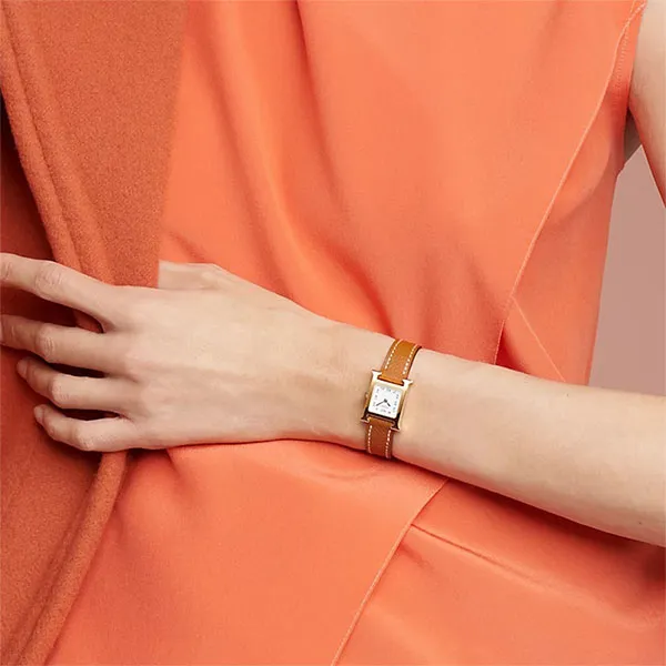 Đồng Hồ Nữ Hermès Heure H Watch Mini Case 17mm Model W037893WW00 Màu Cam Trắng - Đồng hồ - Vua Hàng Hiệu