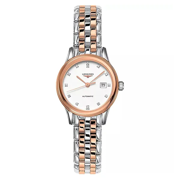 Đồng Hồ Nữ Longines Flagship L4.374.3.99.7 Watch 30mm Màu Bạc Phối Vàng Hồng - Đồng hồ - Vua Hàng Hiệu