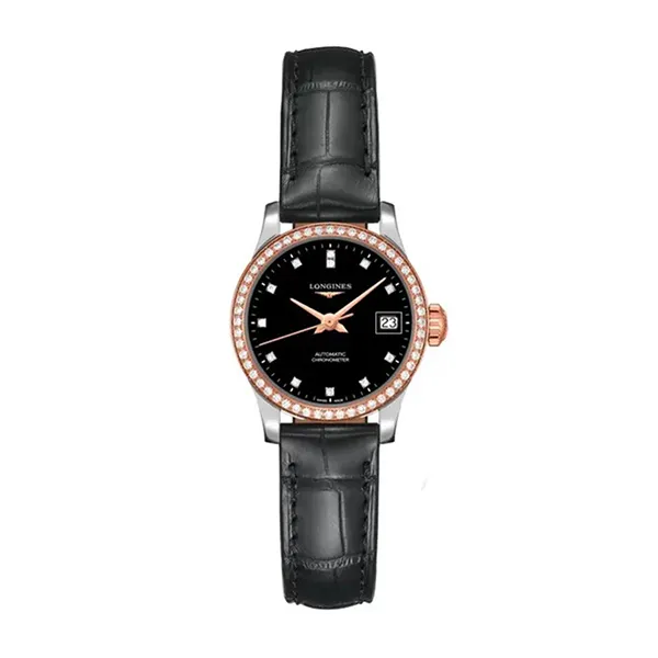 Đồng Hồ Nữ Longines Record Automatic Chronometer 18K Diamond Black Dial L2.320.5.59.2 (L23205592) Màu Đen - Đồng hồ - Vua Hàng Hiệu