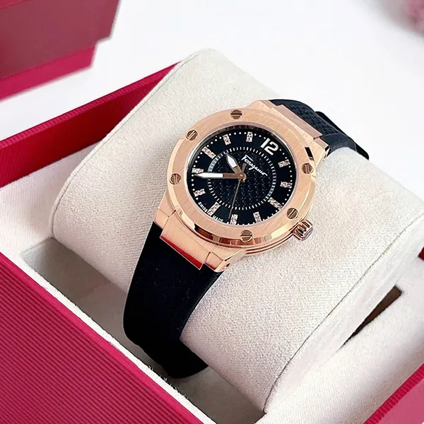Đồng Hồ Nữ Salvatore Ferragamo F-80 SFUL00624 Màu Đen-Vàng Hồng
