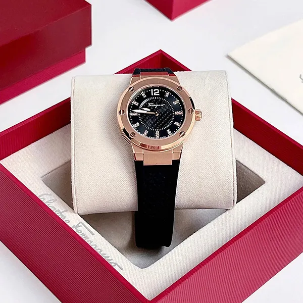 Đồng Hồ Nữ Salvatore Ferragamo F-80 SFUL00624 Màu Đen-Vàng Hồng