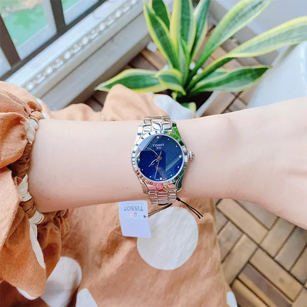 Đồng Hồ Nữ Tissot T-Wave Diamond Blue Dial Ladies T112.210.11.046.00 (T1122101104600) Màu Bạc