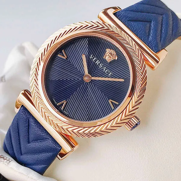 Đồng Hồ Nữ Versace Motif Vintage Logo VERE01720 Màu Xanh - Vàng