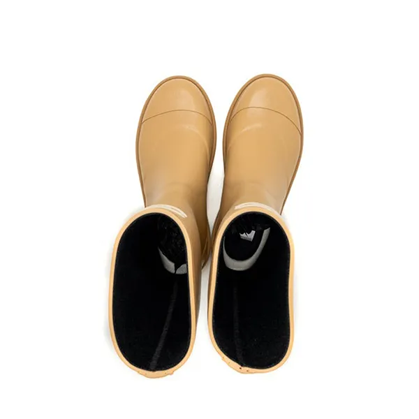 Giày Boot Nữ Chanel Wellington Rain Rubber Beige Màu Be Size 35