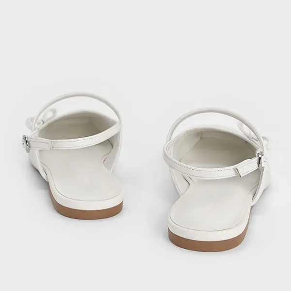 Giày Búp Bê Nữ Charles & Keith CNK Two-Tone Bow Slingback CK1-70381120 Màu Trắng