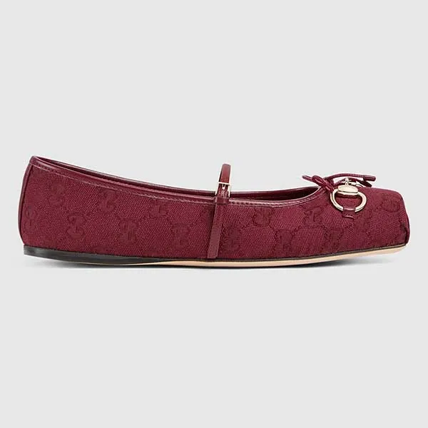Giày Búp Bê Nữ Gucci Horsebit Ballet Flat Red Oginal GG Canvas 821220 FAD8F 8546 Màu Đỏ Size 36 - Giày - Vua Hàng Hiệu
