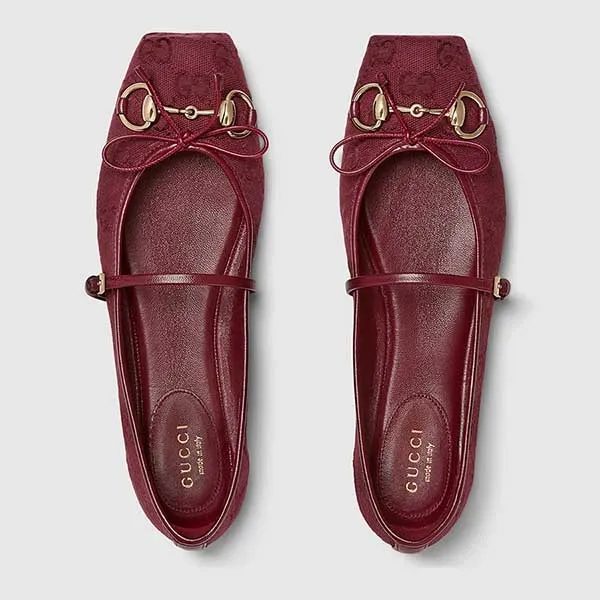 Giày Búp Bê Nữ Gucci Horsebit Ballet Flat Red Oginal GG Canvas 821220 FAD8F 8546 Màu Đỏ Size 36 - Giày - Vua Hàng Hiệu