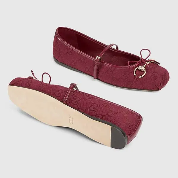 Giày Búp Bê Nữ Gucci Horsebit Ballet Flat Red Oginal GG Canvas 821220 FAD8F 8546 Màu Đỏ Size 36 - Giày - Vua Hàng Hiệu