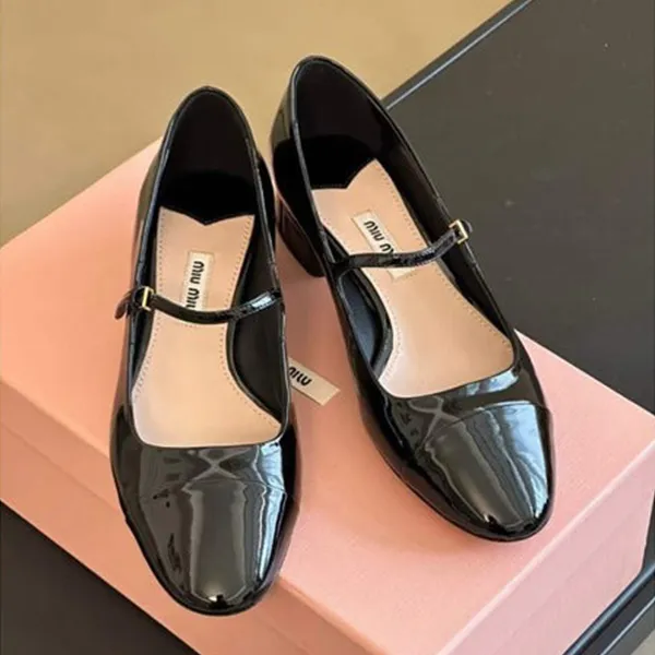 Giày Búp Bê Nữ Miu Miu Mary Jane Shoes Màu Đen Size 35