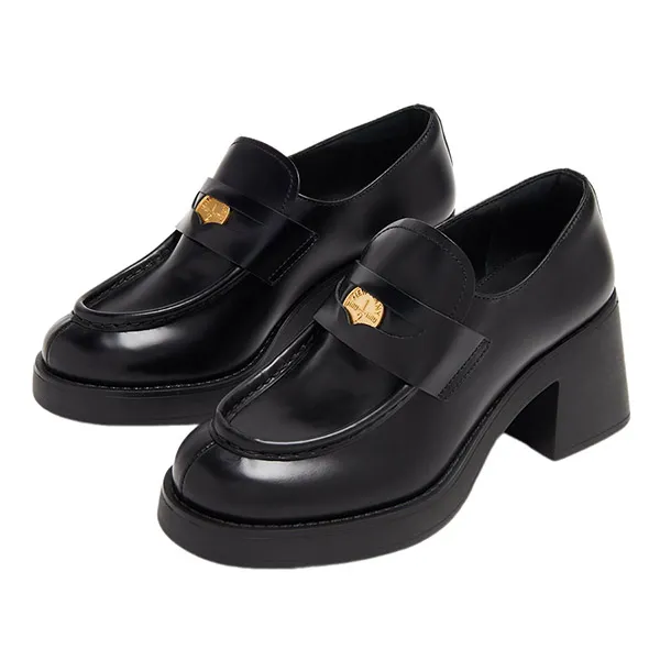 Giày Cao Gót Nữ Miu Miu Leather Penny Loafers Màu Đen 35.5