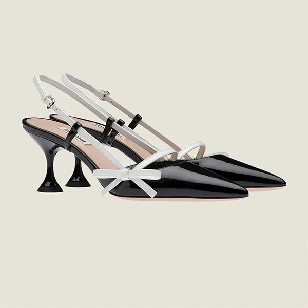 Giày Cao Gót Nữ Miu Miu Patent Leather High Heels With Slingback Strap Màu Đen Size 39 - Giày - Vua Hàng Hiệu