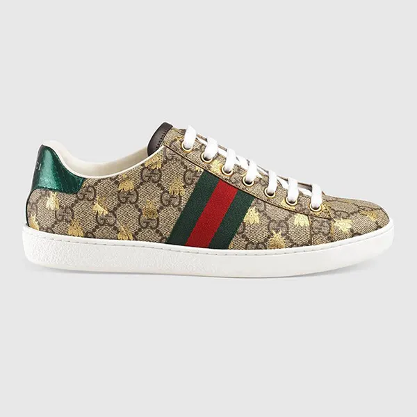 Giày Thể Thao Gucci Unisex Ace GG Supreme Sneaker With Bees Màu Nâu Be Size 40