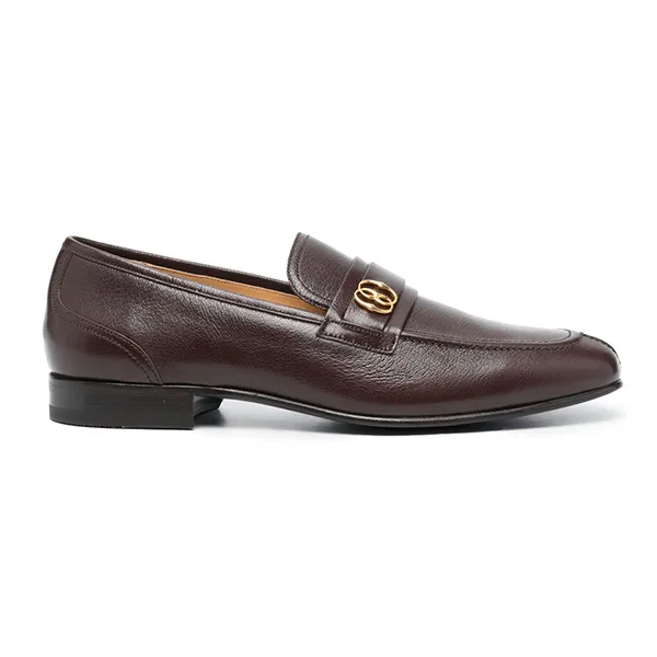Giày Lười Nam Bally Suisse Logo-Plaque Leather Loafers Màu Nâu Size 7.5 - Giày - Vua Hàng Hiệu