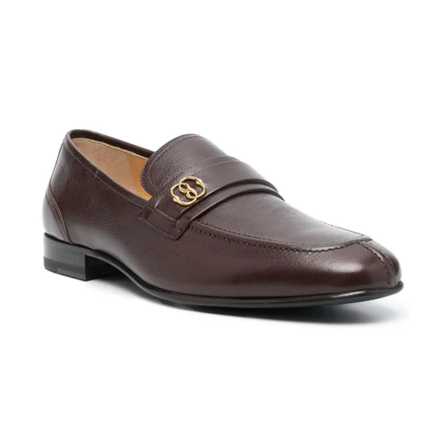 Giày Lười Nam Bally Suisse Logo-Plaque Leather Loafers Màu Nâu Size 7.5 - Giày - Vua Hàng Hiệu