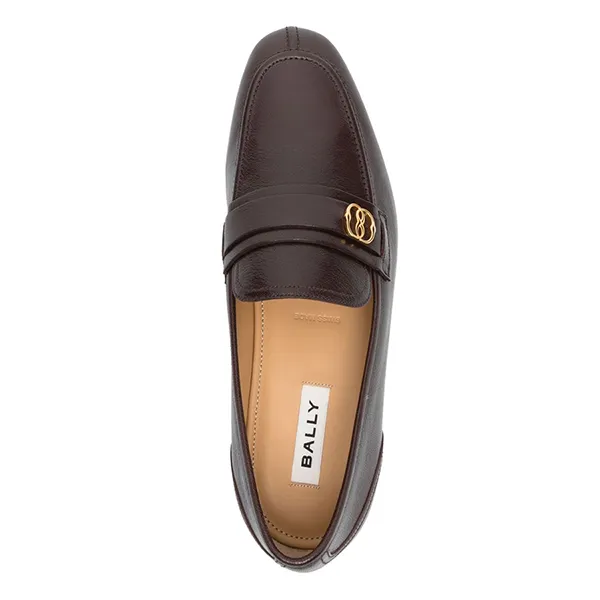Giày Lười Nam Bally Suisse Logo-Plaque Leather Loafers Màu Nâu Size 7.5 - Giày - Vua Hàng Hiệu