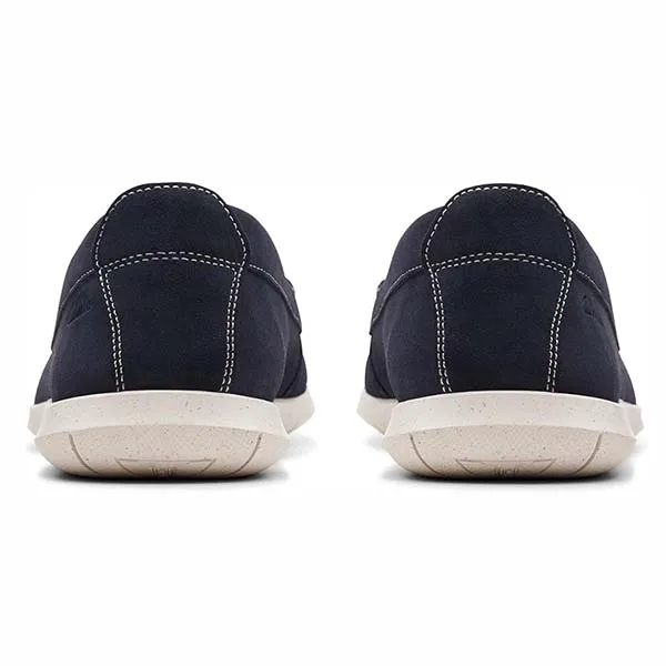 Giày Lười Nam Da Lộn Clarks FLX STP Màu Xanh Navy Size 39.5