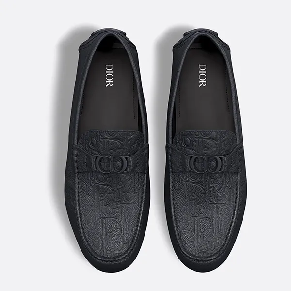 Giày Lười Nam Dior Odéon Loafer Navy Blue Grained Calfskin Gravity Leather 3LO114ZAY_H530 Màu Xanh Navy Size 39