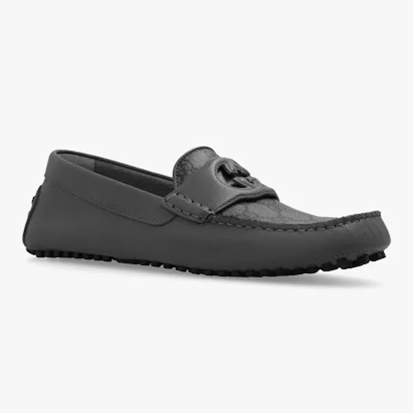 Giày Lười Nam Gucci Leather With GG Monogram Logo Printed 730148 Grey Màu Xám Size 7 - Giày - Vua Hàng Hiệu