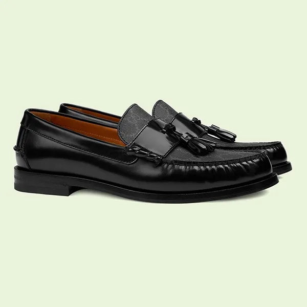 Giày Lười Nam Gucci Loafer Millennial Ribot GG Supreme 673817-17X30-1000 Màu Đen Size 39