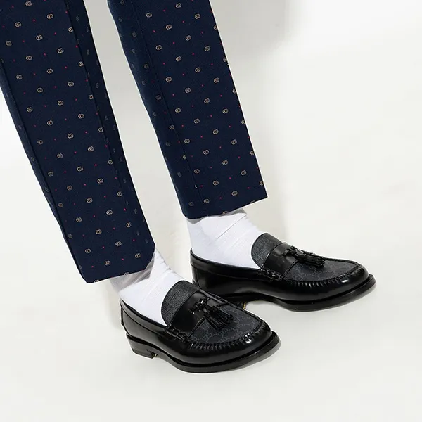 Giày Lười Nam Gucci Loafer Millennial Ribot GG Supreme 673817-17X30-1000 Màu Đen Size 39