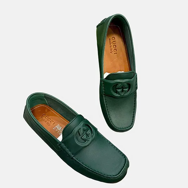 Giày Lười Nam Gucci Moca 730148 1XH60 3154 Màu Xanh Rêu Size 6
