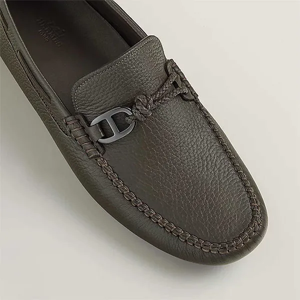Giày Lười Nam Hermès Alessandro Moccasin Màu Xám Đen Size 42