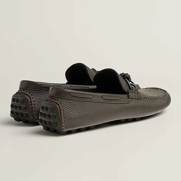 Giày Lười Nam Hermès Alessandro Moccasin Màu Xám Đen Size 42