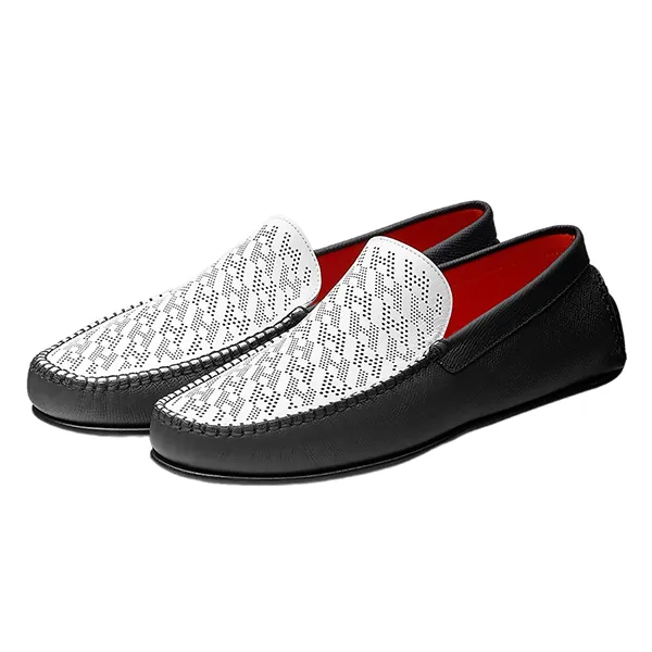 Giày Lười Nam Hermès Come Loafer H211974ZH02390 Màu Trắng Đen Size 42.5