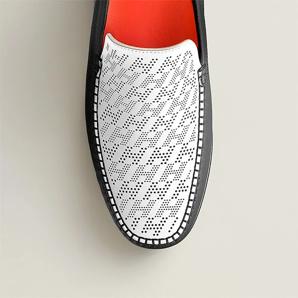 Giày Lười Nam Hermès Come Loafer H211974ZH02390 Màu Trắng Đen Size 42.5