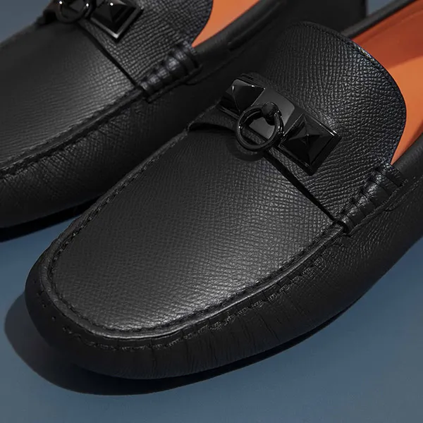 Giày Lười Nam Hermès Irving Epsom Leather Moccasin Màu Đen Size 41