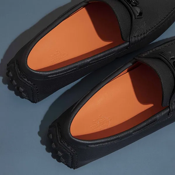 Giày Lười Nam Hermès Irving Epsom Leather Moccasin Màu Đen Size 41