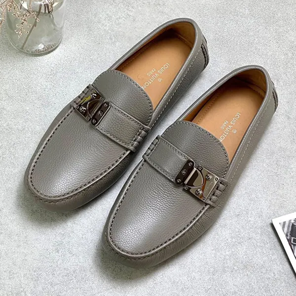 Giày Lười Nam Louis Vuitton LV Racetrack Driving Loafer Màu Xám Size 40.5
