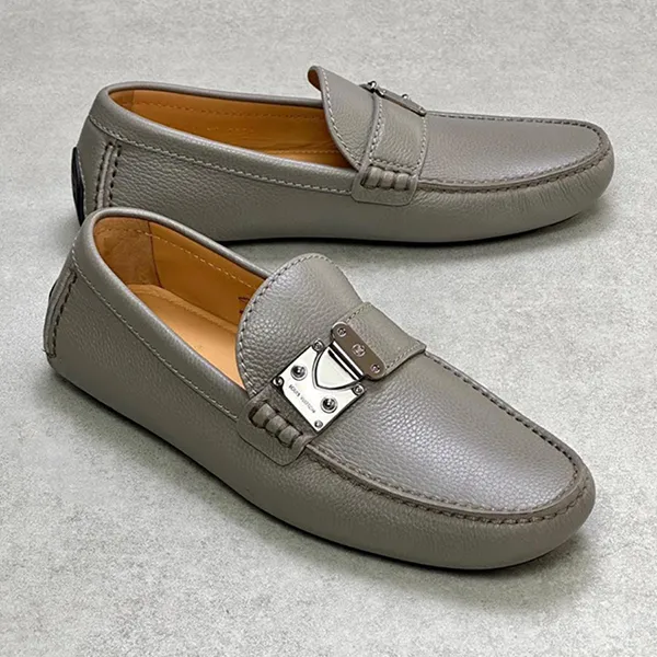 Giày Lười Nam Louis Vuitton LV Racetrack Driving Loafer Màu Xám Size 40.5