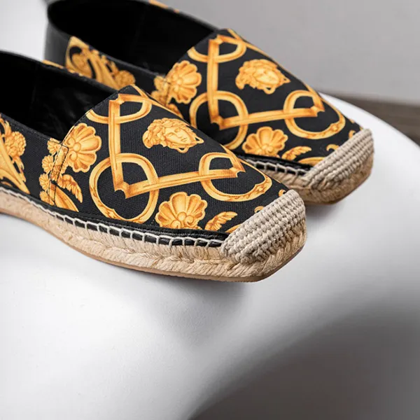 Giày Lười Nam Versace Barocco Print Gold And Black Canvas 1014774 1A10335 5B000 Màu Vàng Đen Size 38 - Giày - Vua Hàng Hiệu