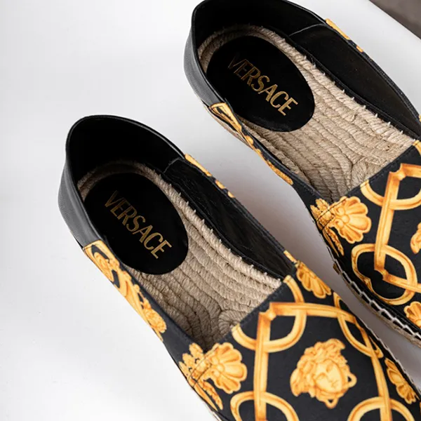 Giày Lười Nam Versace Barocco Print Gold And Black Canvas 1014774 1A10335 5B000 Màu Vàng Đen Size 38 - Giày - Vua Hàng Hiệu