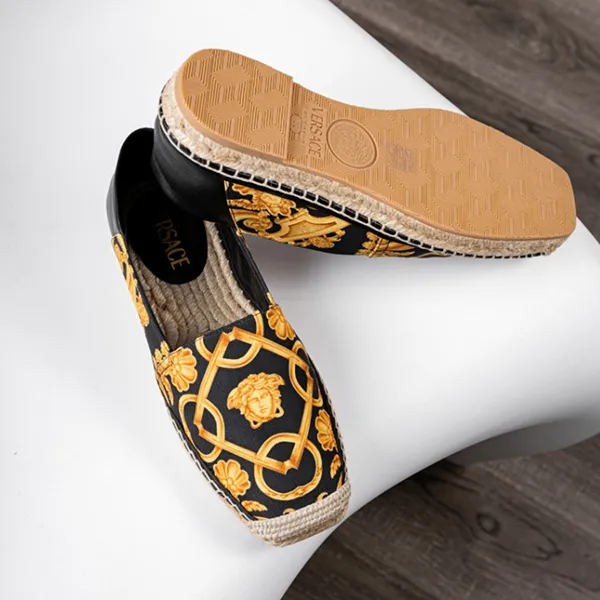Giày Lười Nam Versace Barocco Print Gold And Black Canvas 1014774 1A10335 5B000 Màu Vàng Đen Size 38 - Giày - Vua Hàng Hiệu