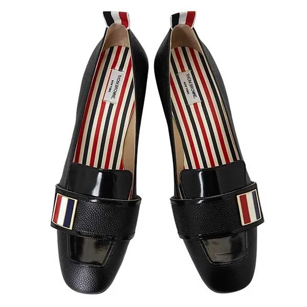 Giày Lười Nữ Thom Browne Three Wire Strap Black FFH207A 06257 001 Màu Đen Size 35