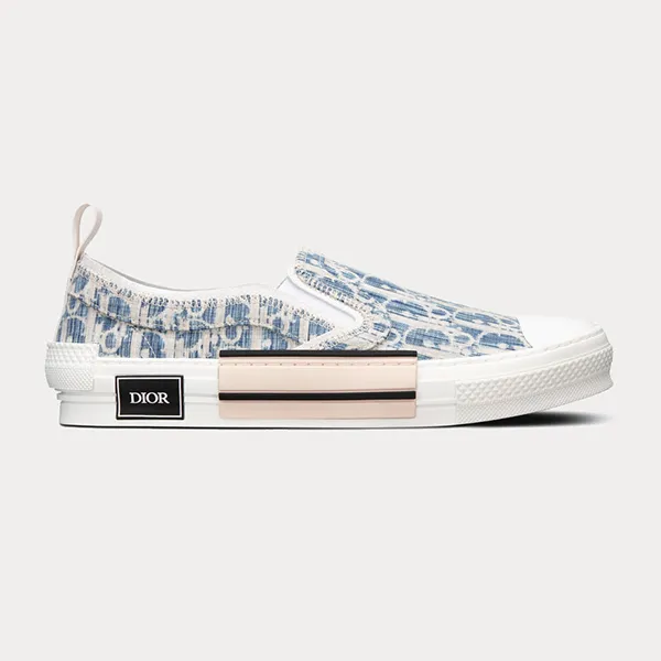 Giày Slip On Nam Dior B23 Kasuri Jacquard Màu Xanh Trắng Size 41.5