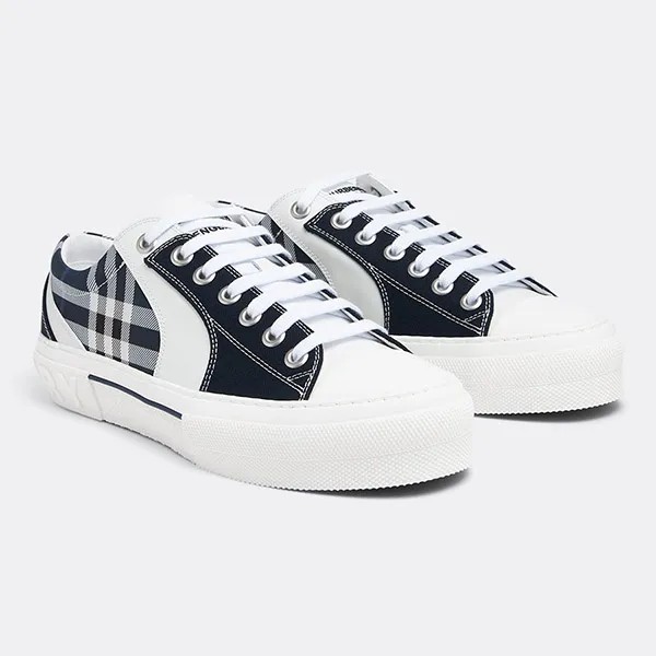 Giày Sneaker Nam Burberry Blue Fabric With Vintage Check 8070832 A1222 Màu Đen Trắng Size 39