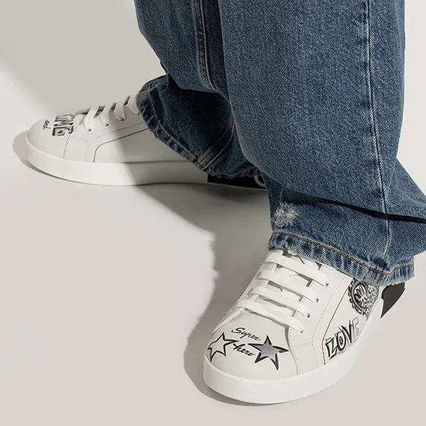 Giày Sneaker Nam Dolce & Gabbana D&G Graphic Printed Low Top CS1760A9AG1 89697 Màu Đen Trắng Size 40