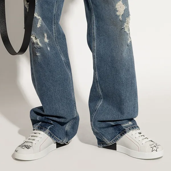 Giày Sneaker Nam Dolce & Gabbana D&G Graphic Printed Low Top CS1760A9AG1 89697 Màu Đen Trắng Size 40
