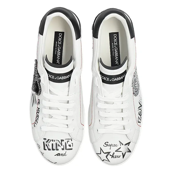 Giày Sneaker Nam Dolce & Gabbana D&G Graphic Printed Low Top CS1760A9AG1 89697 Màu Đen Trắng Size 40
