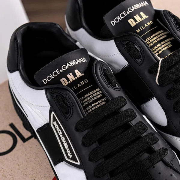 Giày Sneaker Nam Dolce & Gabbana D&G Logo Low Top MIAMI Black White CS1694 AA217 89697 Màu Đen Trắng Size 6