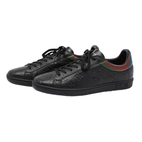 Giày Thể Thao Nam Louis Vuitton LV Black Monogram Embossed Leather Low-Top Màu Đen Size 5.5