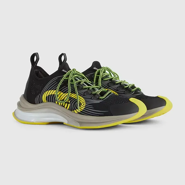 Giày Thể Thao Nam Gucci Run Sneaker 680938-USM10-8480 Màu Đen/Vàng Size 39